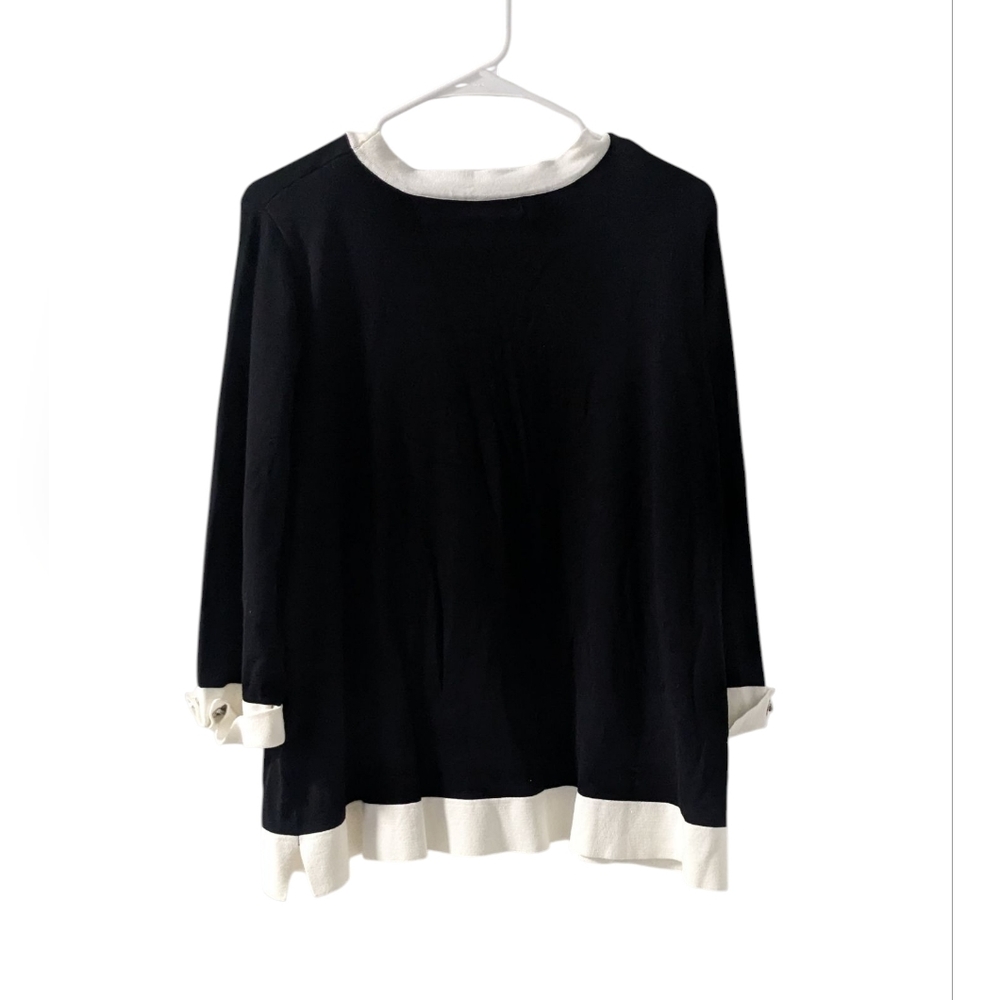 Calvin Klein Black and White Long Sleeve Top - Picture 2 of 14